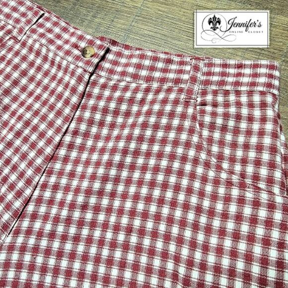 Woolrich Women's Red Check Plaid High Waisted Flat Front Shorts Size 12 - Picture 2 of 6